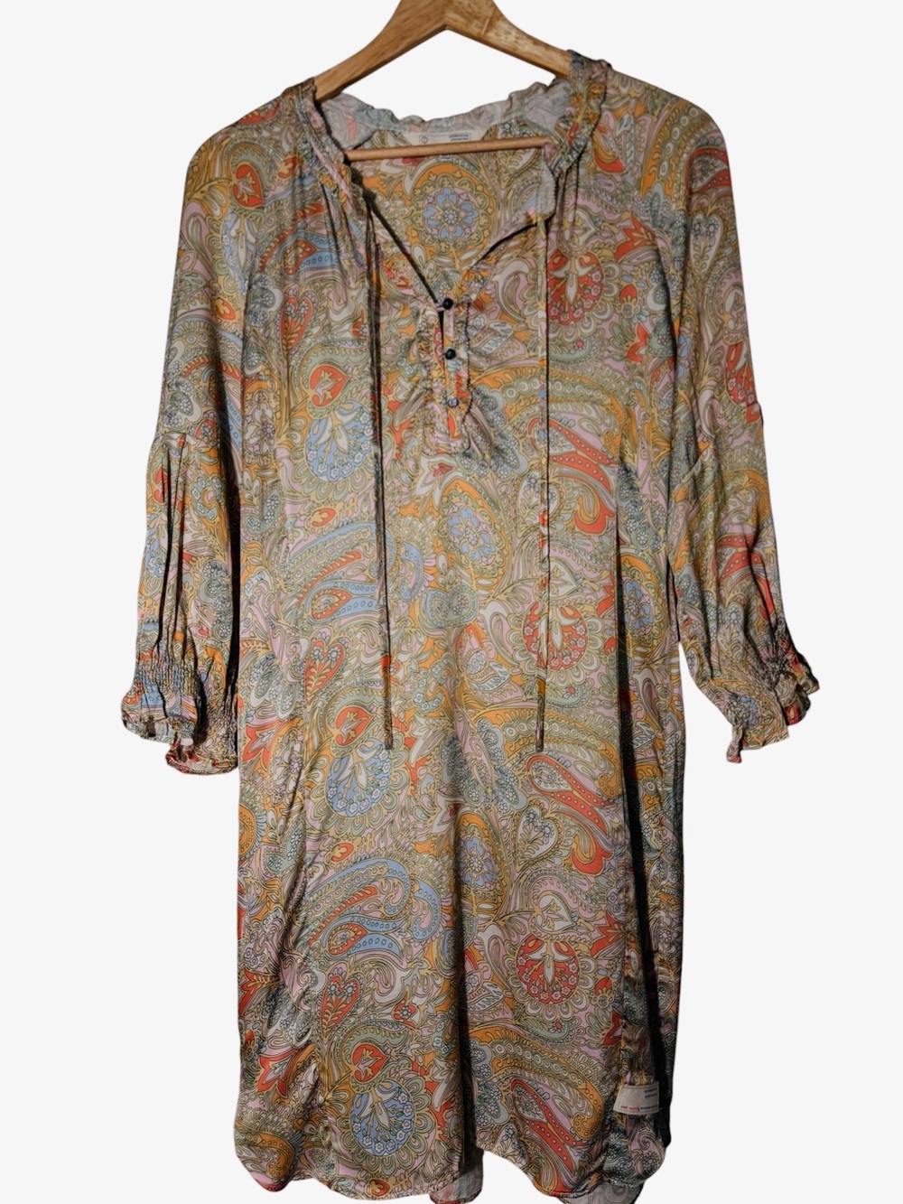 Odd Molly Paisley Tunic Dress in Beige, Orange & Blue